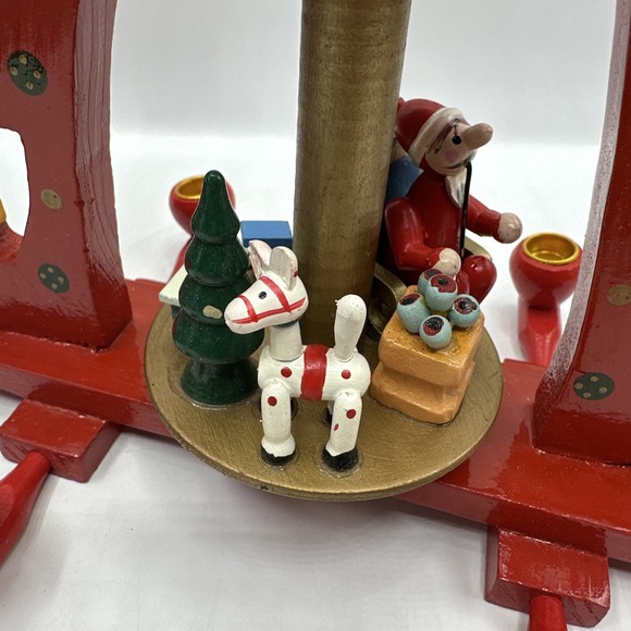 Santa's  Workbench Wood Windmill Christmas Nativity Pyramid 3 Tier Carousel - Picture 9 of 16